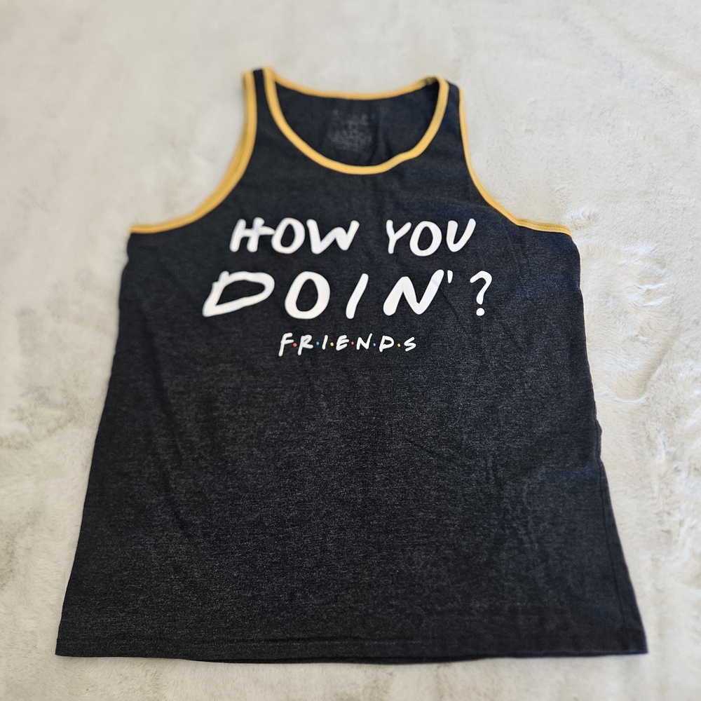FRIENDS Black and Yellow Tank Top FRIENDS How You Doin' ? MEDIUM